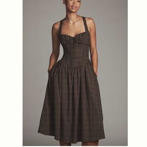 For Love and Lemons Halter Basque Waist Midi Dress